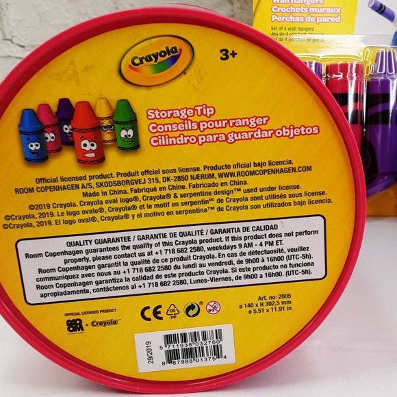 'CRAYOLA' CRAYON SHAPE STORAGE BINS & HANGING PEGS 12 PIECE SET - Picture 3 of 16